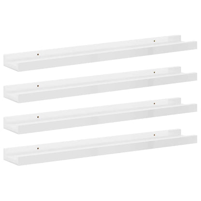 Mensole da Parete 4 pz Bianco Lucido 60x9x3 cm