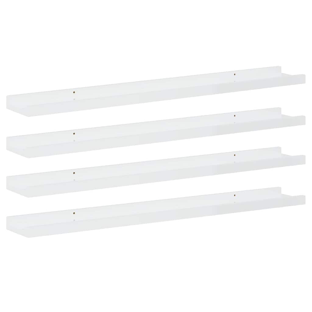 Mensole da Parete 4 pz Bianco Lucido 80x9x3 cm
