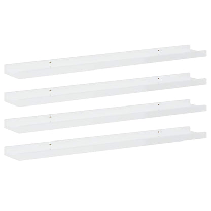Mensole da Parete 4 pz Bianco Lucido 80x9x3 cm