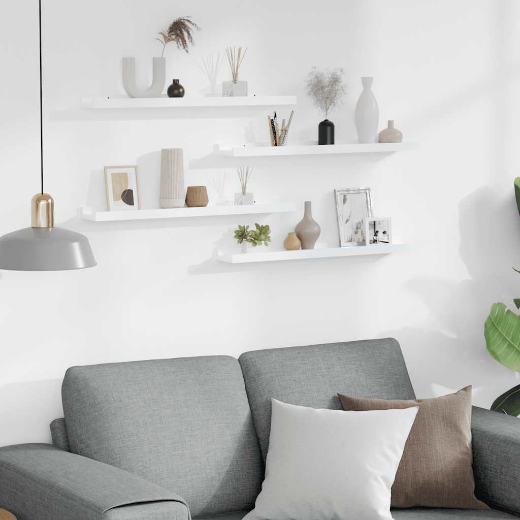 Mensole da Parete 4 pz Bianche 60x9x3 cm - homemem39