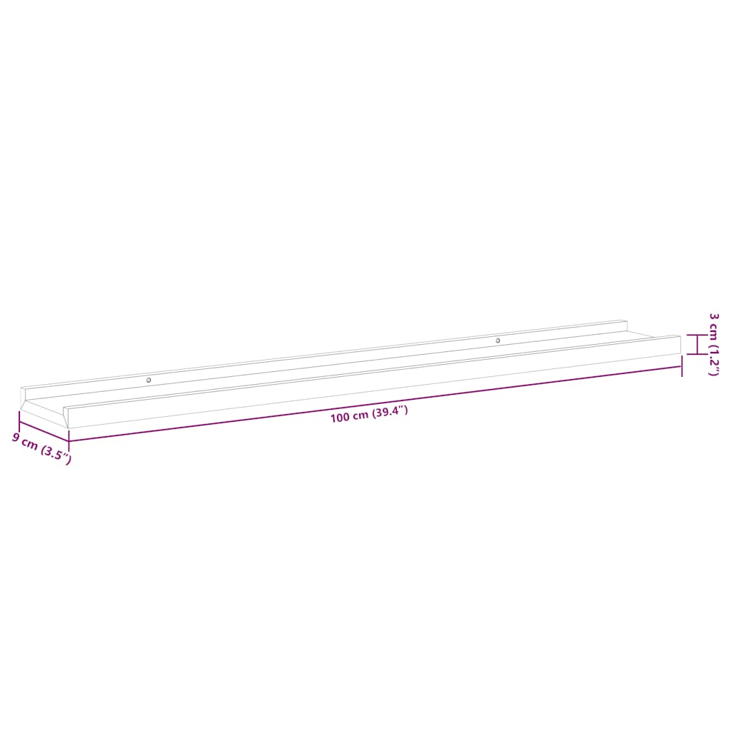 Mensole da Parete 2 pz Nere 100x9x3 cm | homemem39