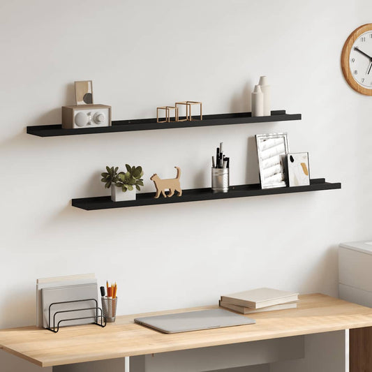 Mensole da Parete 2 pz Nere 100x9x3 cm | homemem39