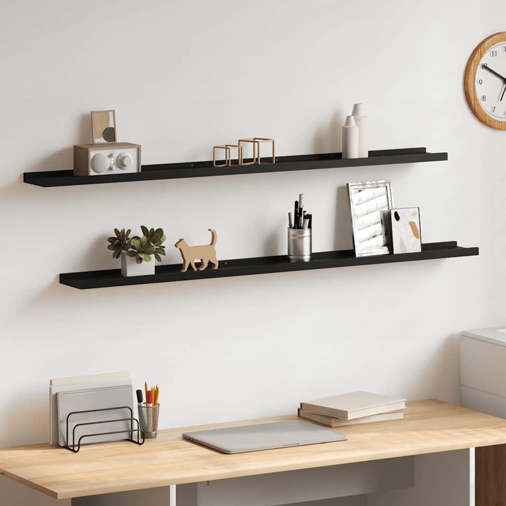 Mensole da Parete 2 pz Nere 115x9x3 cm | homemem39