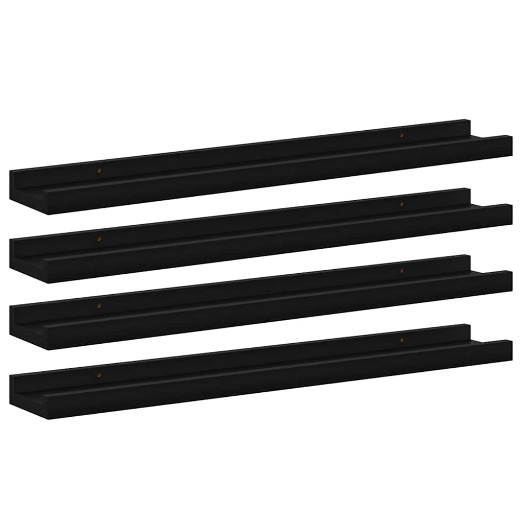Mensole da Parete 4 pz Nere 60x9x3 cm | homemem39