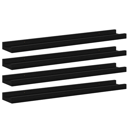 Mensole da Parete 4 pz Nere 60x9x3 cm | homemem39