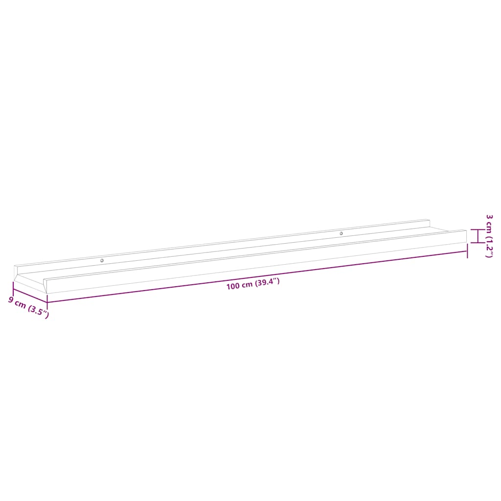 Mensole da Parete 4 pz Nere 100x9x3 cm