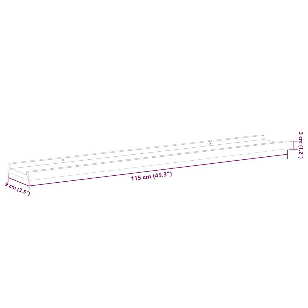 Mensole da Parete 4 pz Nere 115x9x3 cm