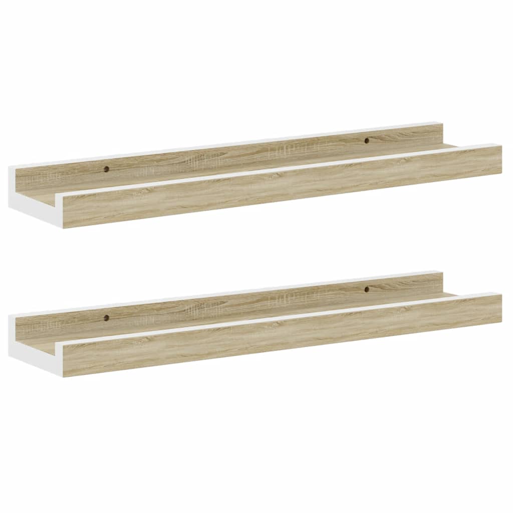 Mensole da Parete 2 pz Bianco e Rovere Sonoma 40x9x3 cm | homemem39