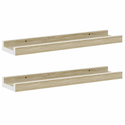 Mensole da Parete 2 pz Bianco e Rovere Sonoma 40x9x3 cm | homemem39