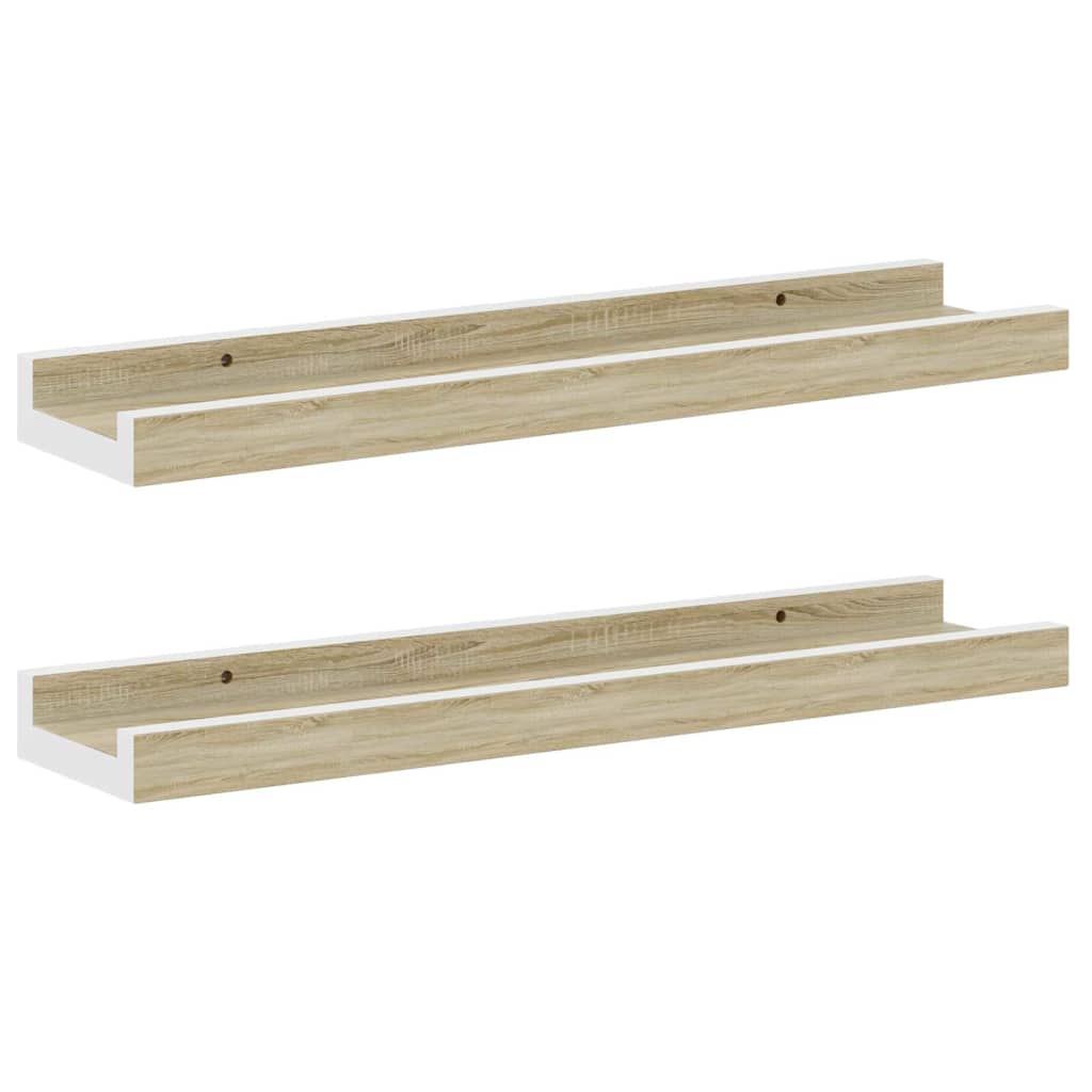 Mensole da Parete 2 pz Bianco e Rovere Sonoma 40x9x3 cm