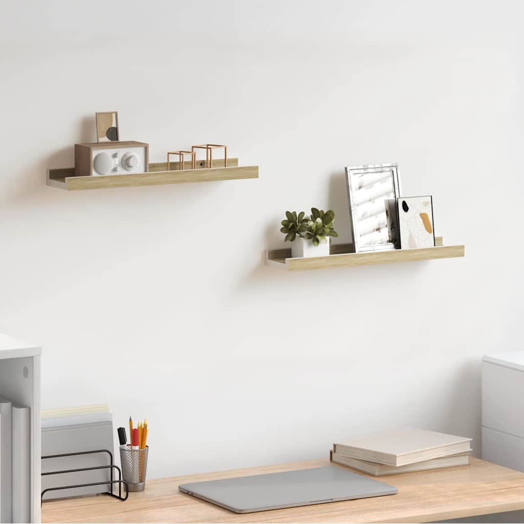 Mensole da Parete 2 pz Bianco e Rovere Sonoma 40x9x3 cm | homemem39