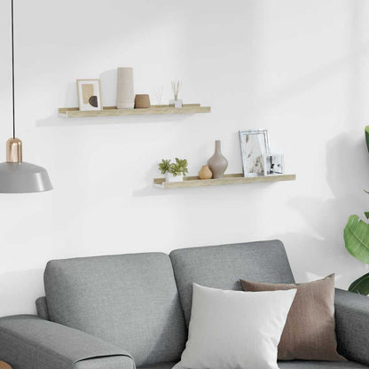 Mensole da Parete 2 pz Bianco e Rovere Sonoma 60x9x3 cm | homemem39