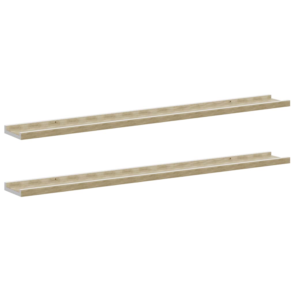Mensole da Parete 2 pz Bianco e Rovere Sonoma 100x9x3 cm | homemem39