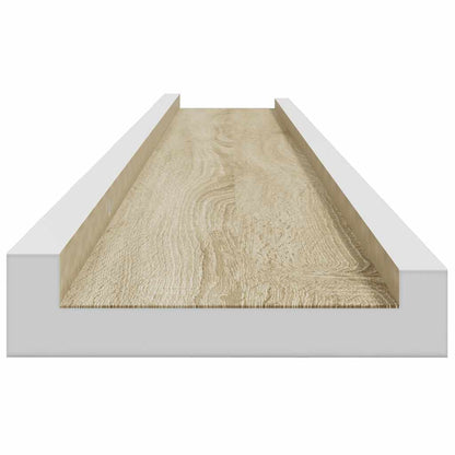 Mensole da Parete 2 pz Bianco e Rovere Sonoma 100x9x3 cm | homemem39
