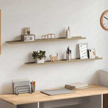 Mensole da Parete 2 pz Bianco e Rovere Sonoma 100x9x3 cm | homemem39