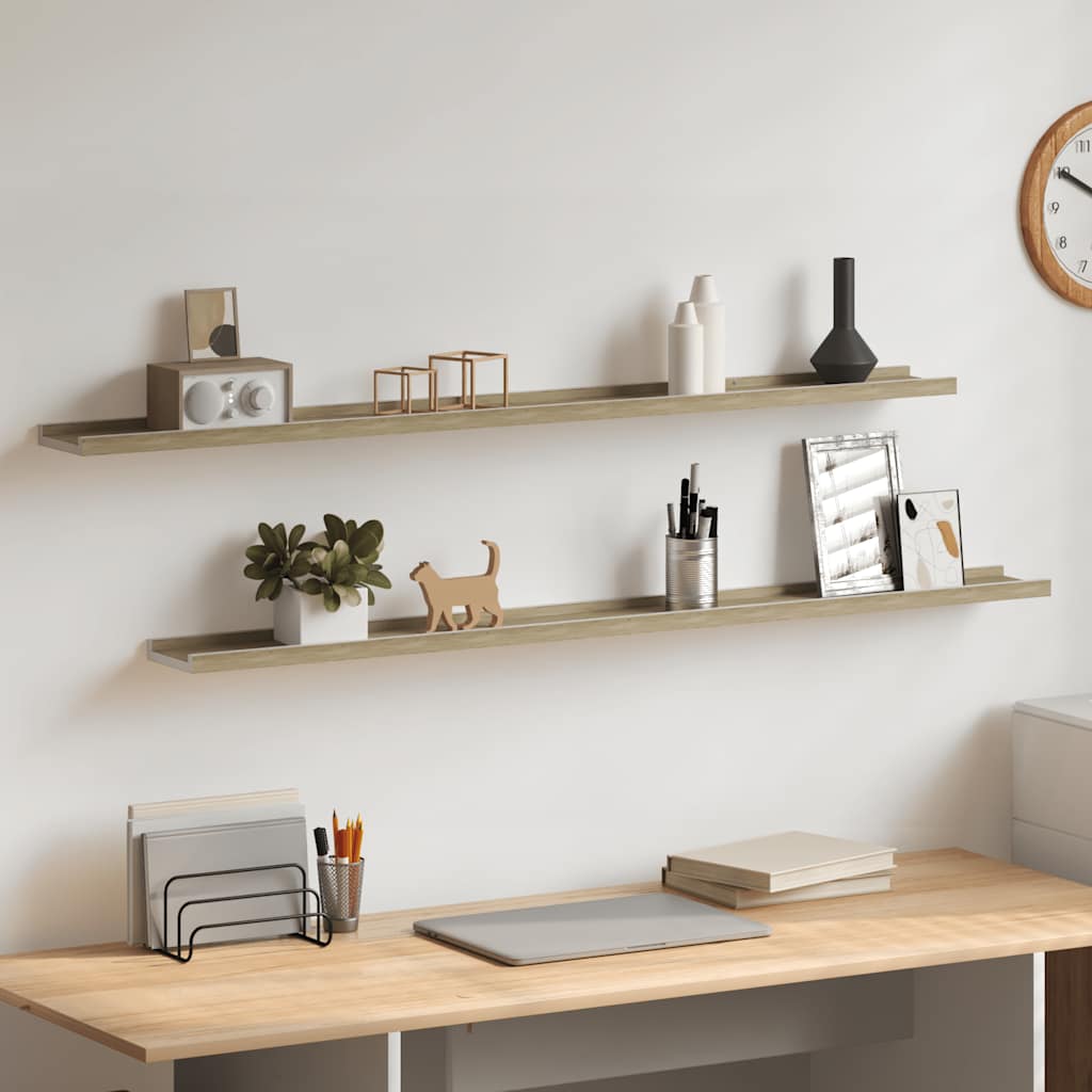 Mensole da Parete 2 pz Bianco e Rovere Sonoma 115x9x3 cm | homemem39