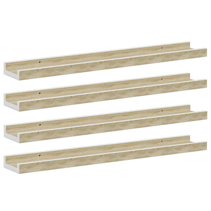 Mensole da Parete 4 pz Bianco e Rovere Sonoma 60x9x3 cm
