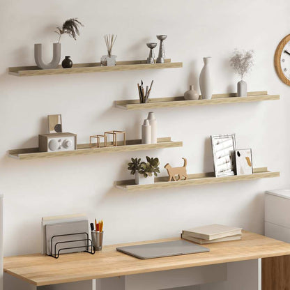 Mensole da Parete 4 pz Bianco e Rovere Sonoma 80x9x3 cm | homemem39