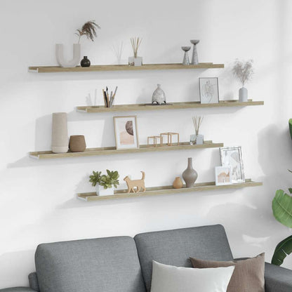 Mensole da Parete 4 pz Bianco e Rovere Sonoma 100x9x3 cm | homemem39