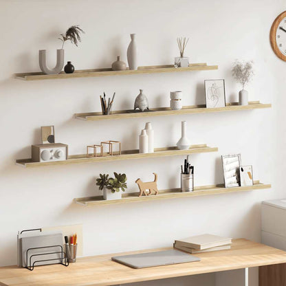 Mensole da Parete 4 pz Bianco e Rovere Sonoma 100x9x3 cm | homemem39