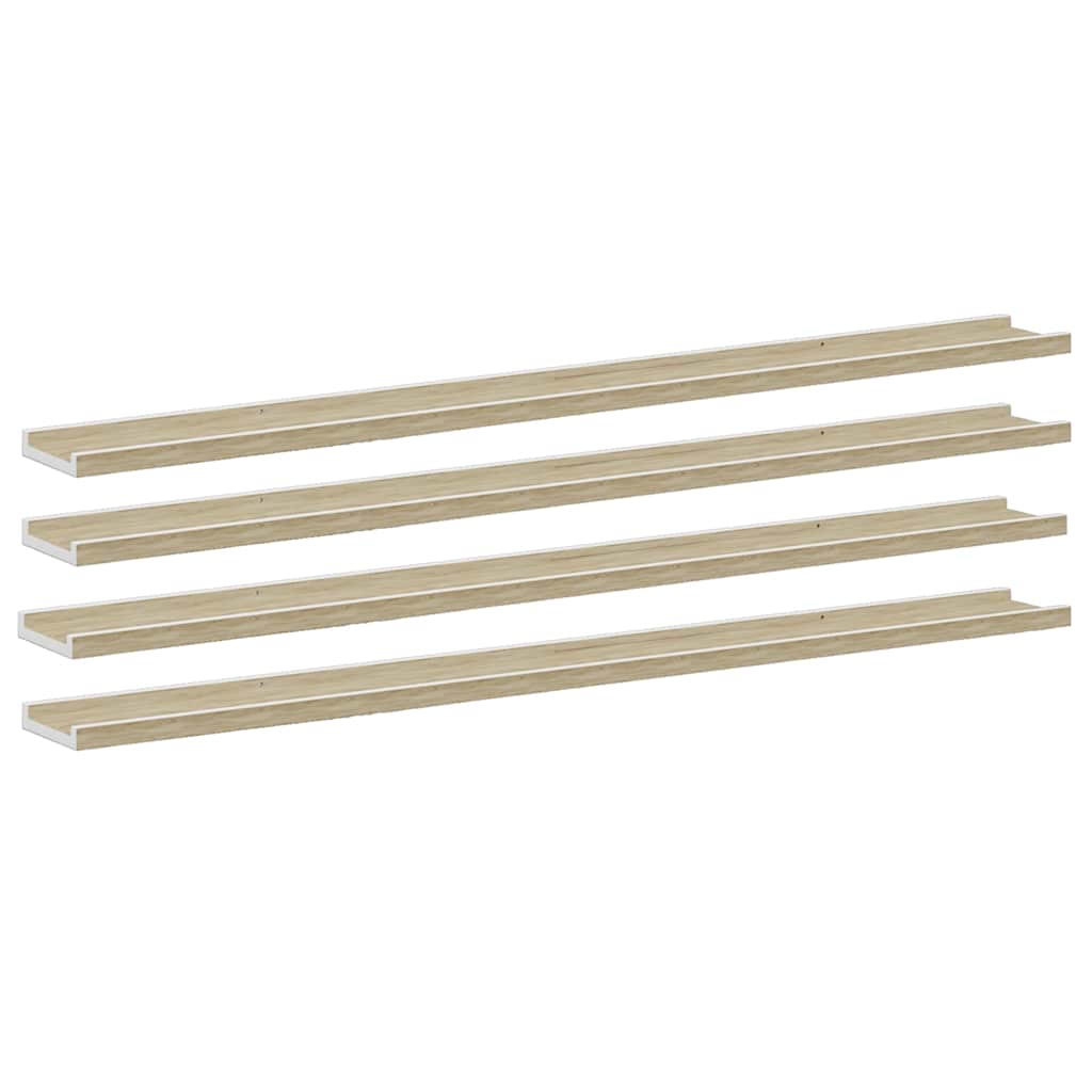 Mensole da Parete 4 pz Bianco e Rovere Sonoma 115x9x3 cm | homemem39