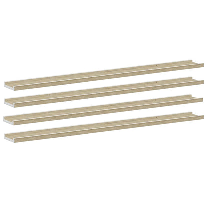 Mensole da Parete 4 pz Bianco e Rovere Sonoma 115x9x3 cm