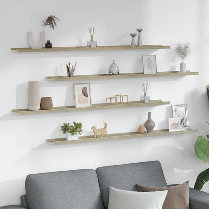 Mensole da Parete 4 pz Bianco e Rovere Sonoma 115x9x3 cm | homemem39