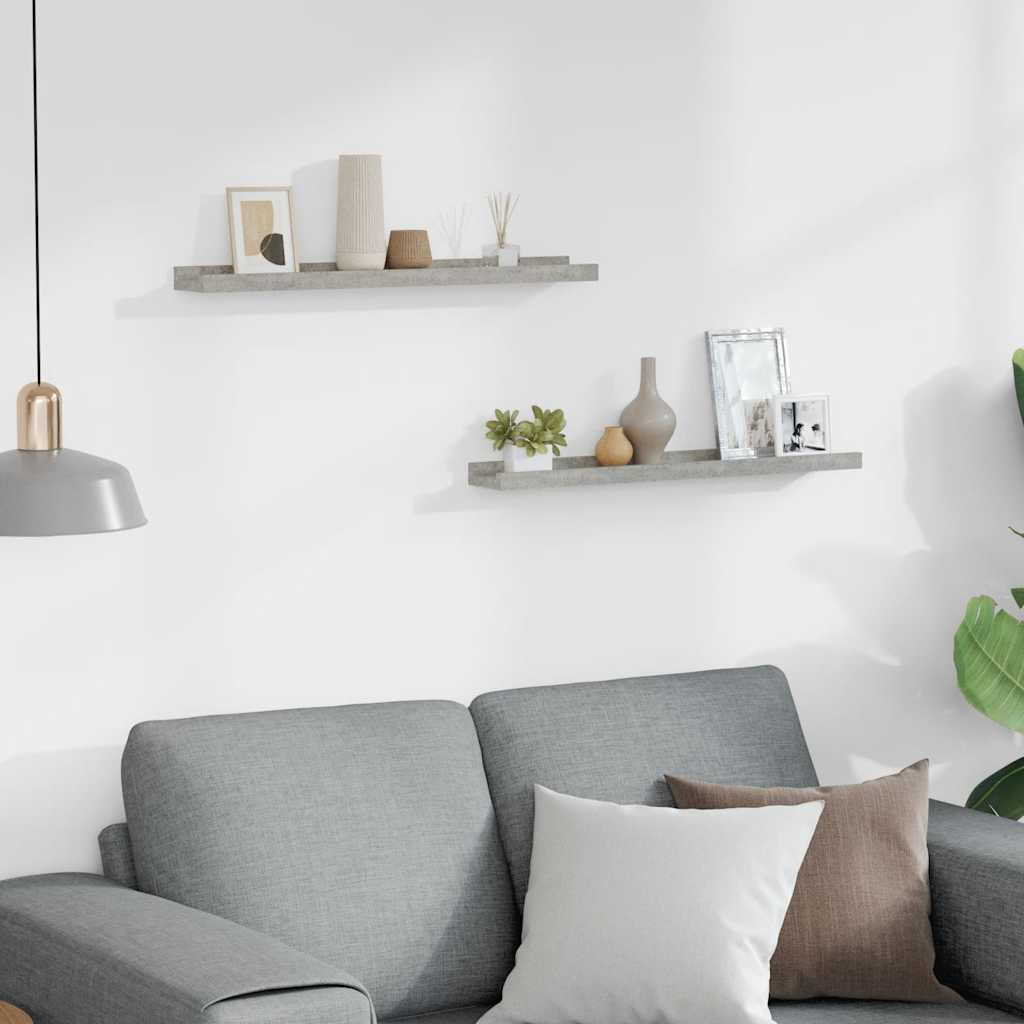 Mensole da Parete 2 pz Grigio Cemento 60x9x3 cm | homemem39