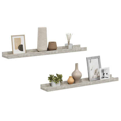Mensole da Parete 2 pz Grigio Cemento 60x9x3 cm