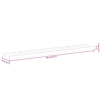 Mensole da Parete 2 pz Grigio Cemento 80x9x3 cm