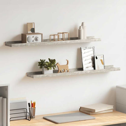 Mensole da Parete 2 pz Grigio Cemento 80x9x3 cm | homemem39