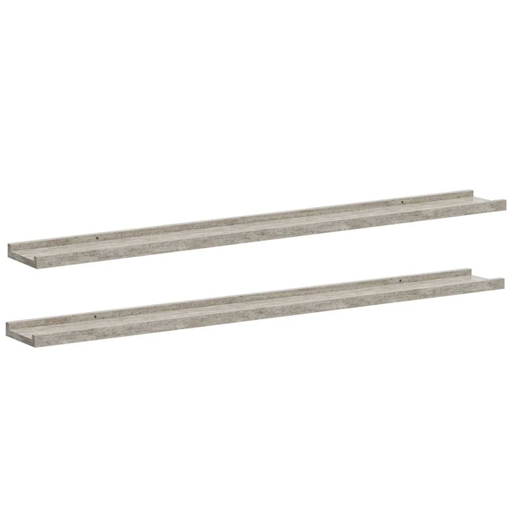 Mensole da Parete 2 pz Grigio Cemento 100x9x3 cm