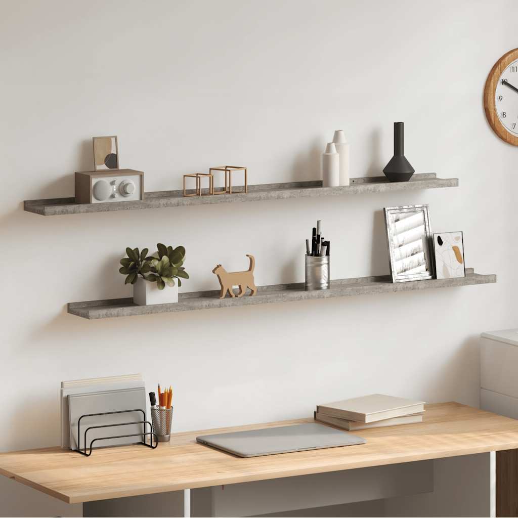 Mensole da Parete 2 pz Grigio Cemento 115x9x3 cm | homemem39