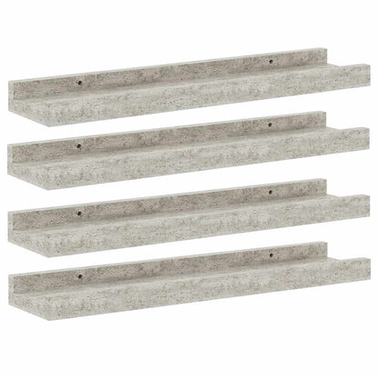 Mensole da Parete 4 pz Grigio Cemento 40x9x3 cm