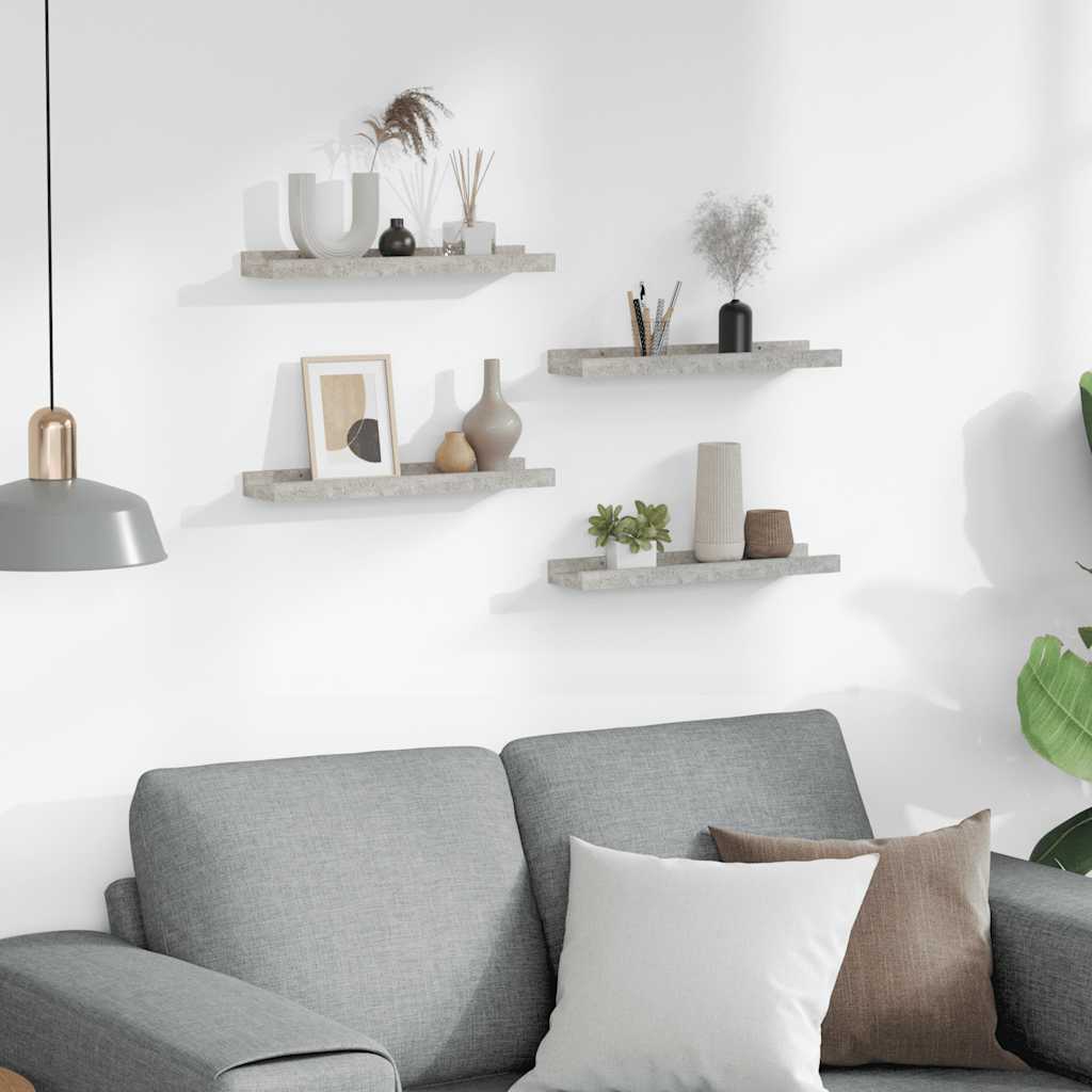 Mensole da Parete 4 pz Grigio Cemento 40x9x3 cm | homemem39