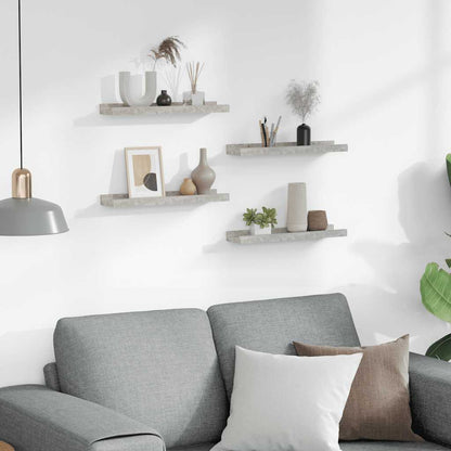 Mensole da Parete 4 pz Grigio Cemento 40x9x3 cm | homemem39