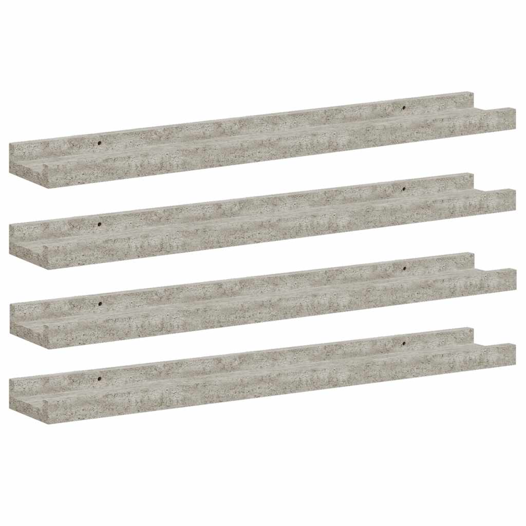 Mensole da Parete 4 pz Grigio Cemento 60x9x3 cm | homemem39
