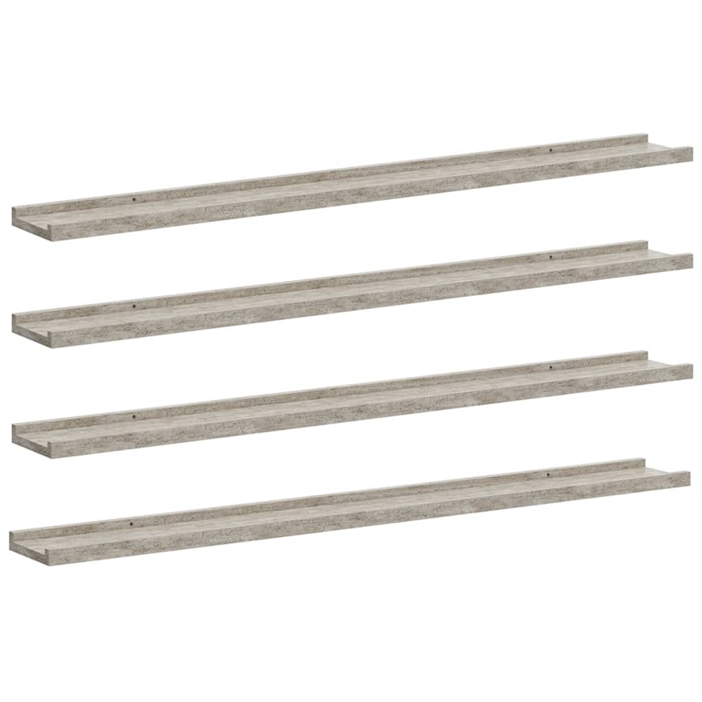 Mensole da Parete 4 pz Grigio Cemento 100x9x3 cm | homemem39