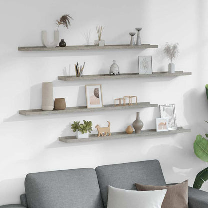Mensole da Parete 4 pz Grigio Cemento 100x9x3 cm | homemem39