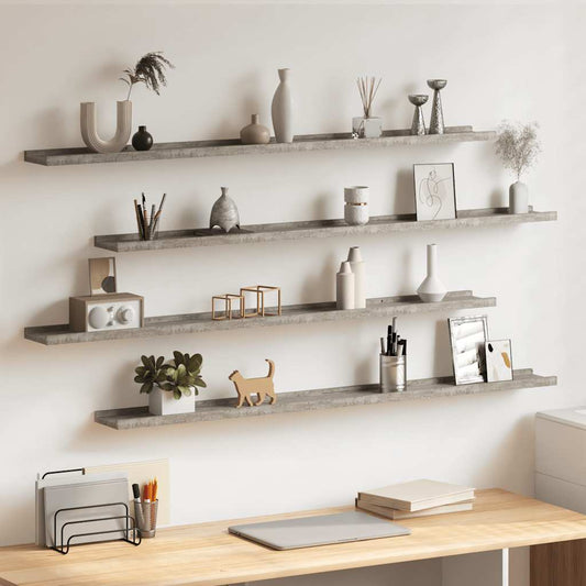 Mensole da Parete 4 pz Grigio Cemento 115x9x3 cm | homemem39