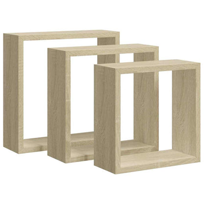 Mensole a Cubo da Parete 3 pz Rovere Sonoma | homemem39