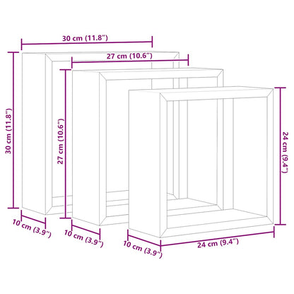 Mensole a Cubo da Parete 3 pz Bianco Rovere Sonoma