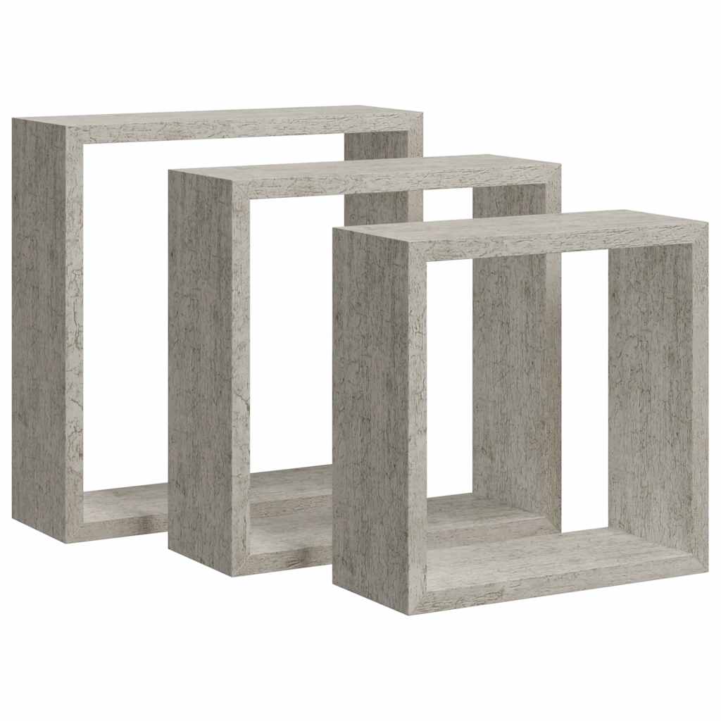 Mensole a Cubo da Parete 3 pz Grigio Cemento | homemem39
