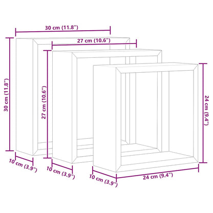Mensole a Cubo da Parete 3 pz Grigio Cemento | homemem39