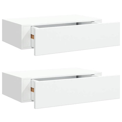 Scaffali con Cassetti da Parete 2 pz Bianchi 40x23,5x10 cm MDF