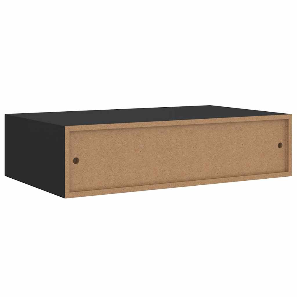 Scaffale con Cassetti da Parete Nero 40x23,5x10 cm in MDF | homemem39