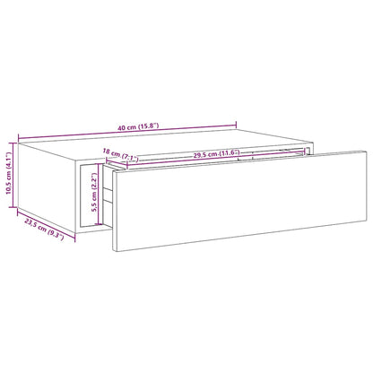 Scaffale con Cassetti da Parete Nero 40x23,5x10 cm in MDF | homemem39