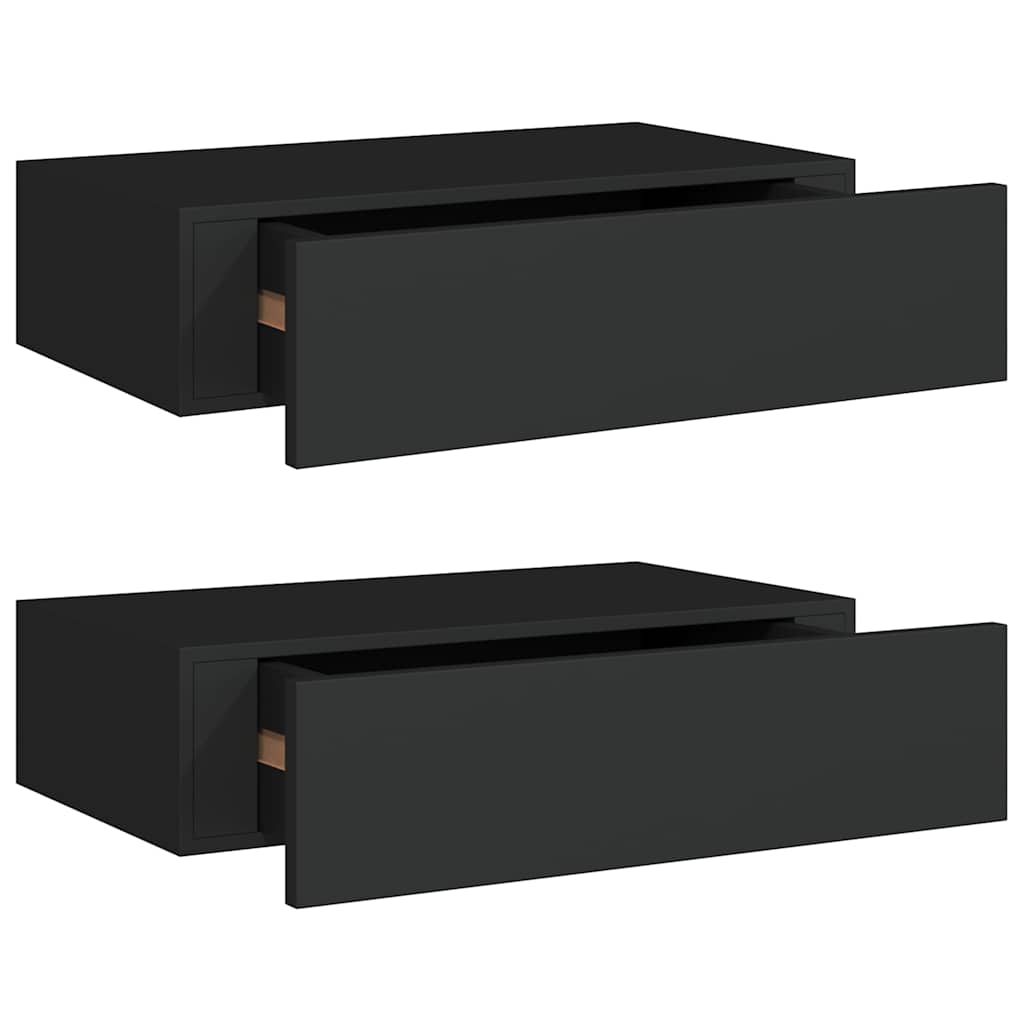 Scaffali con Cassetti da Parete 2 pz Neri 40x23,5x10 cm MDF | homemem39