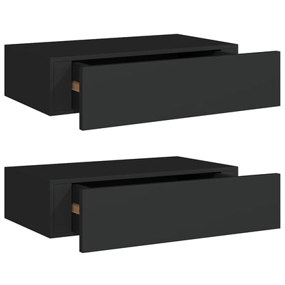 Scaffali con Cassetti da Parete 2 pz Neri MDF