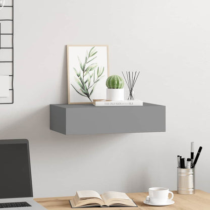 Scaffale con Cassetti da Parete Grigio 40x23,5x10 cm in MDF | homemem39